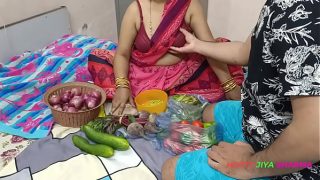 cute bhabhi making salad but horny dewar wants to fuck her with doggie style