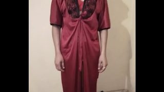 hot indian wife in red night dress having hard fucking with her hubbie